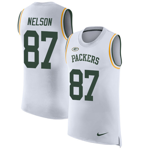 Nike Packers #87 Jordy Nelson White Men's Stitched NFL Limited Rush Tank Top Jersey - Click Image to Close